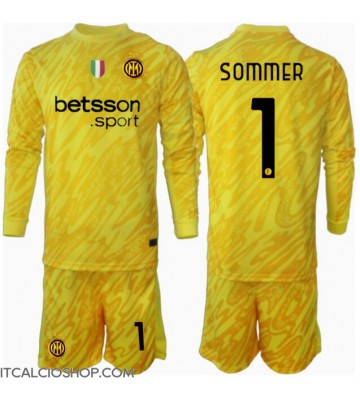 Inter Milan Yann Sommer #1 Portiere Seconda Maglia Bambino 2024-25 Manica Lunga (+ Pantaloni corti)